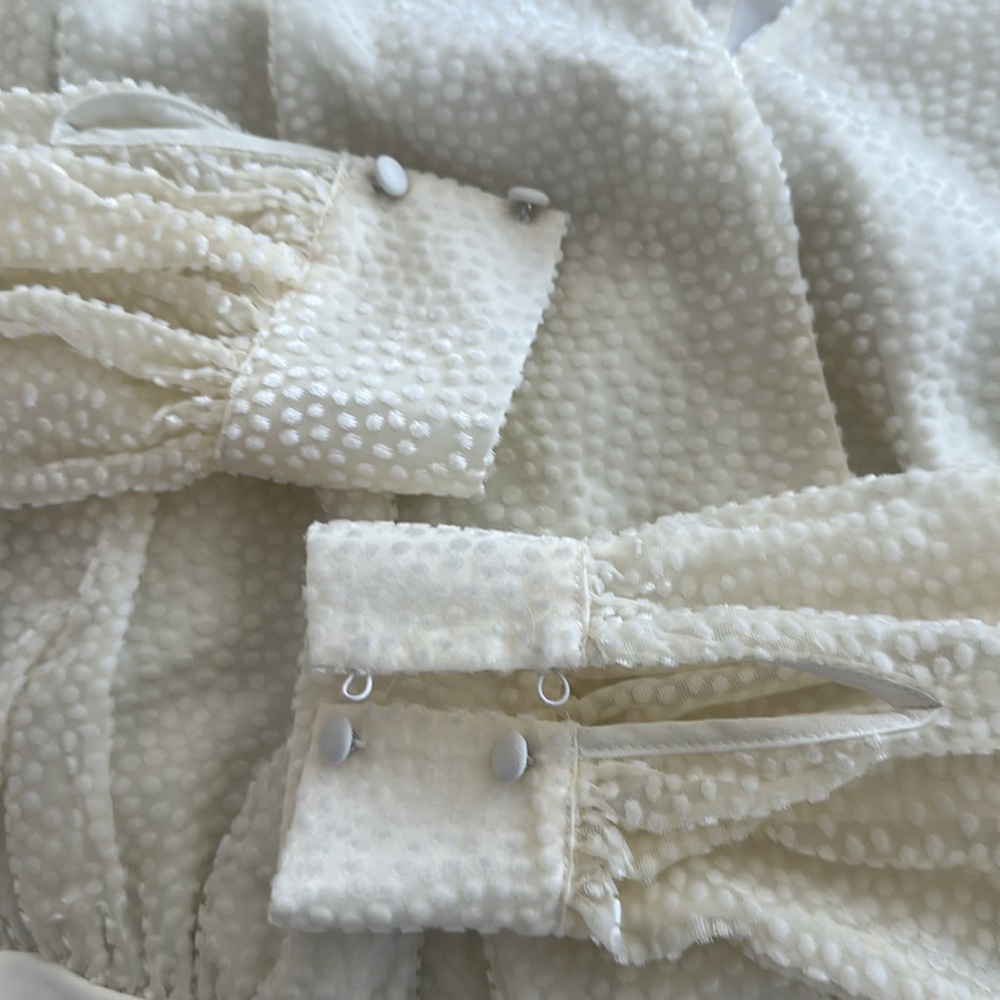 Lovers and Friends Cream Puff Sleeve Wrap Blouse Bodysuit size small - Picture 4 of 4